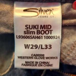 Silver Jeans, suki mid, slim boot, dark denim